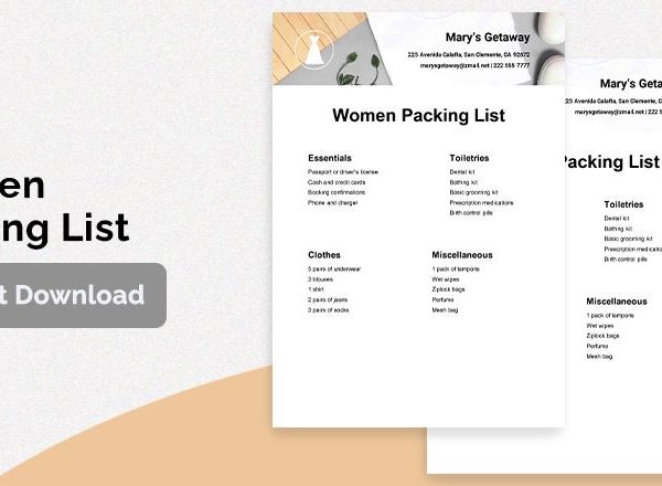 Ladies Packing List