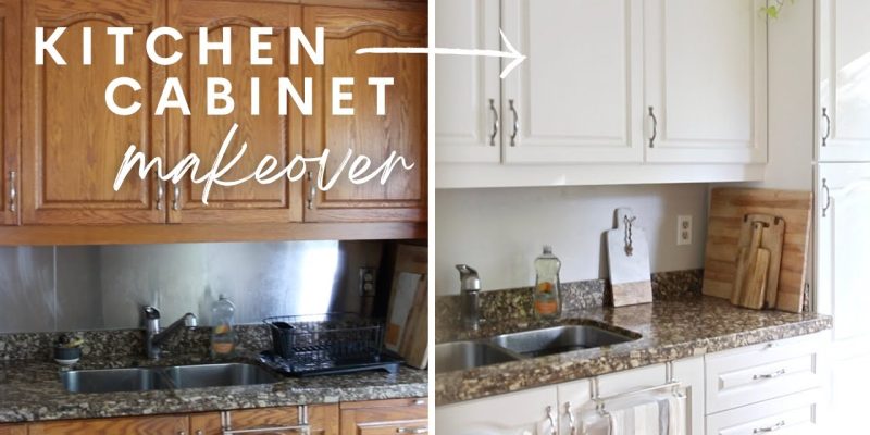 Kitchen cupboard paint before and after