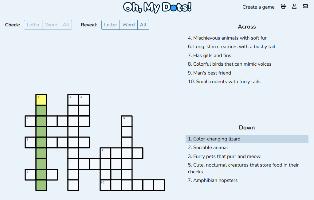 AI Learning Model Crossword